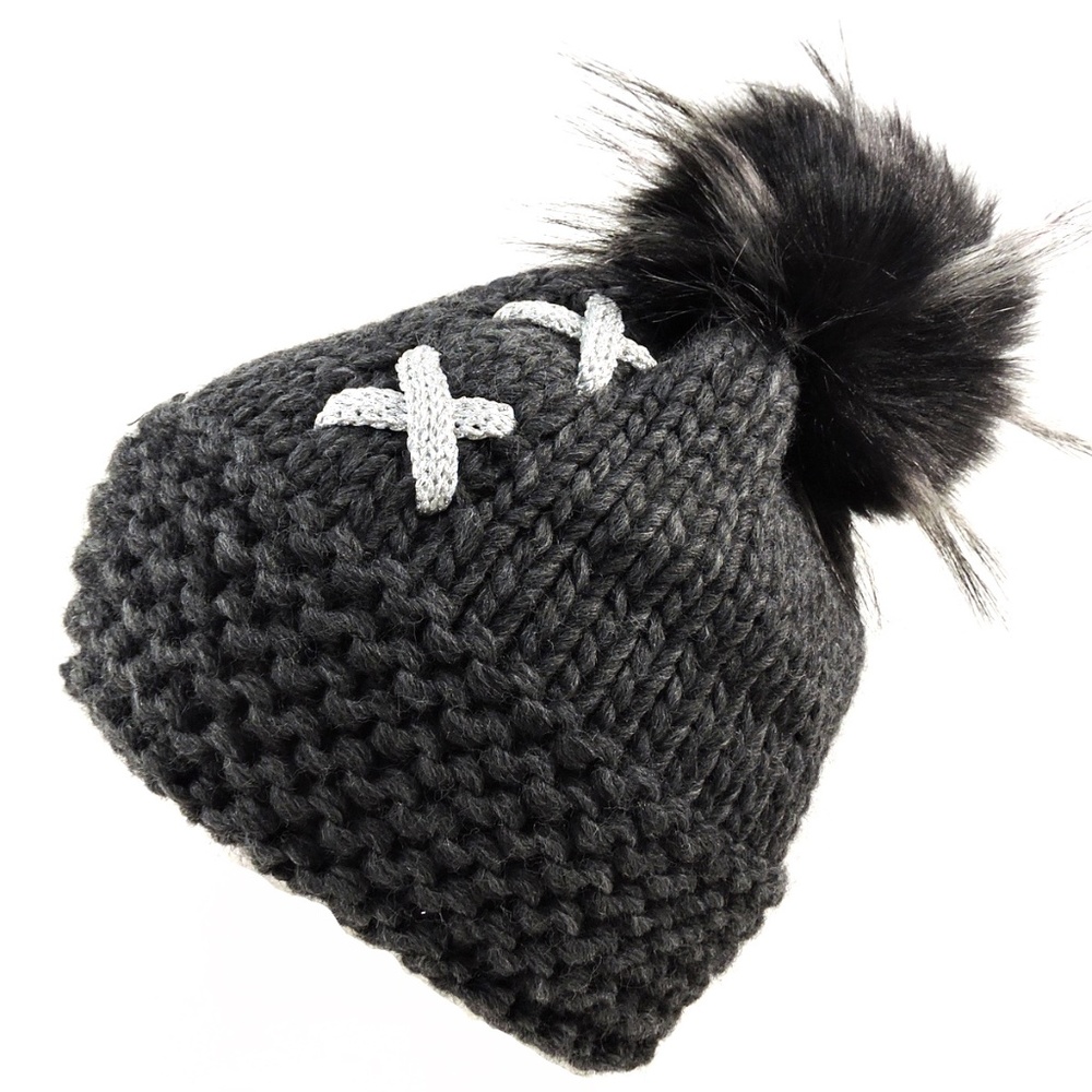 NARDI & TAGLIAFERRI 🇮🇹 WOMEN'S DARK GREY ALPACA WINTER POMPOM HAT